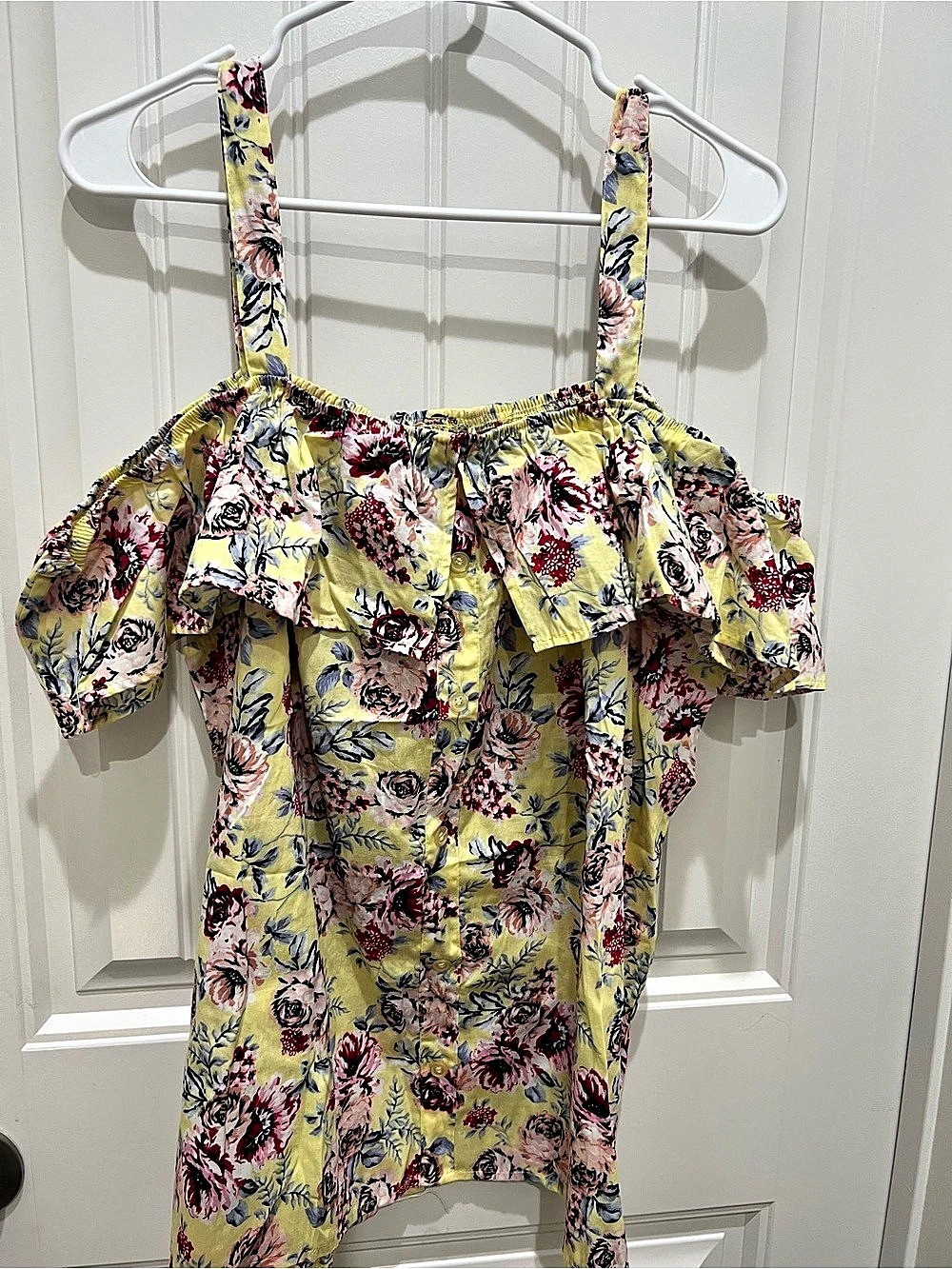 no comment Floral Off-Shoulder Blouse Yellow & Pink Size 1X NWT